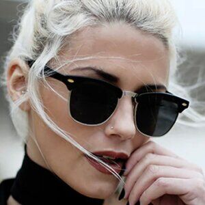 Black Half Frame Club Sunglasses